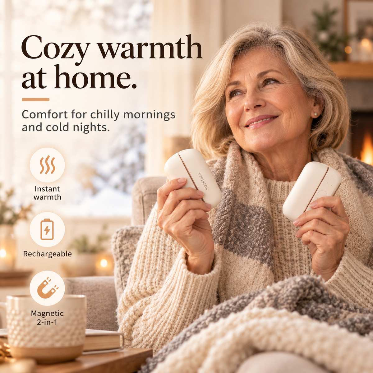 Everwell Magnetic Hand Warmers – Rechargeable 2-in-1 Pocket Heater