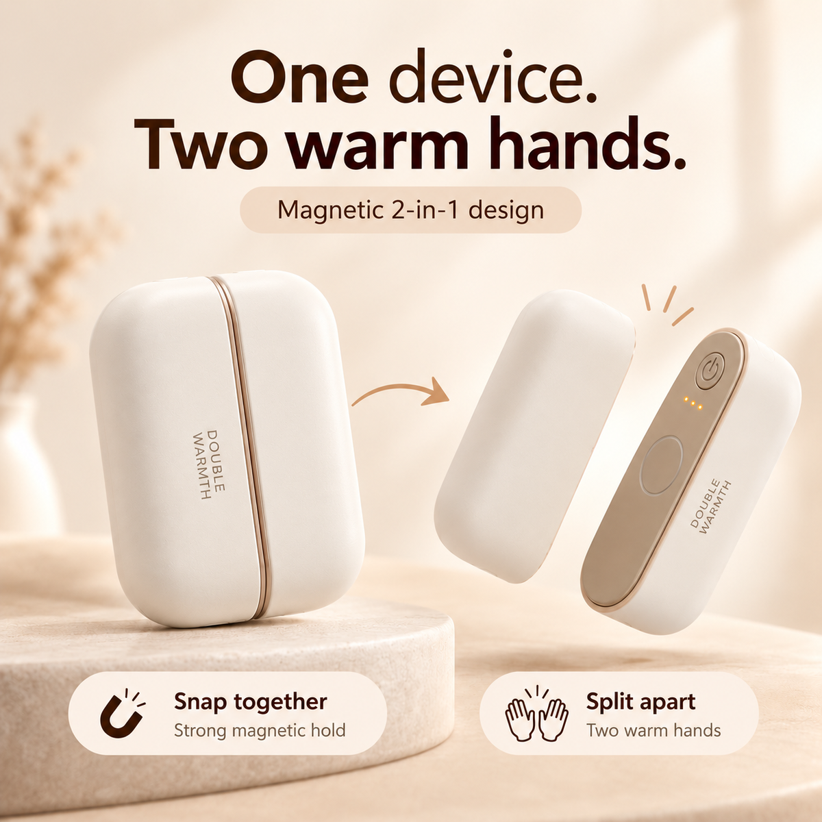 Everwell Magnetic Hand Warmers – Rechargeable 2-in-1 Pocket Heater